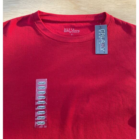 GALAXY Harvic Long Sleeve Sweat Shirt Relaxed Fit Cotton Men's Red SIZE SMALL - Picture 2 of 3